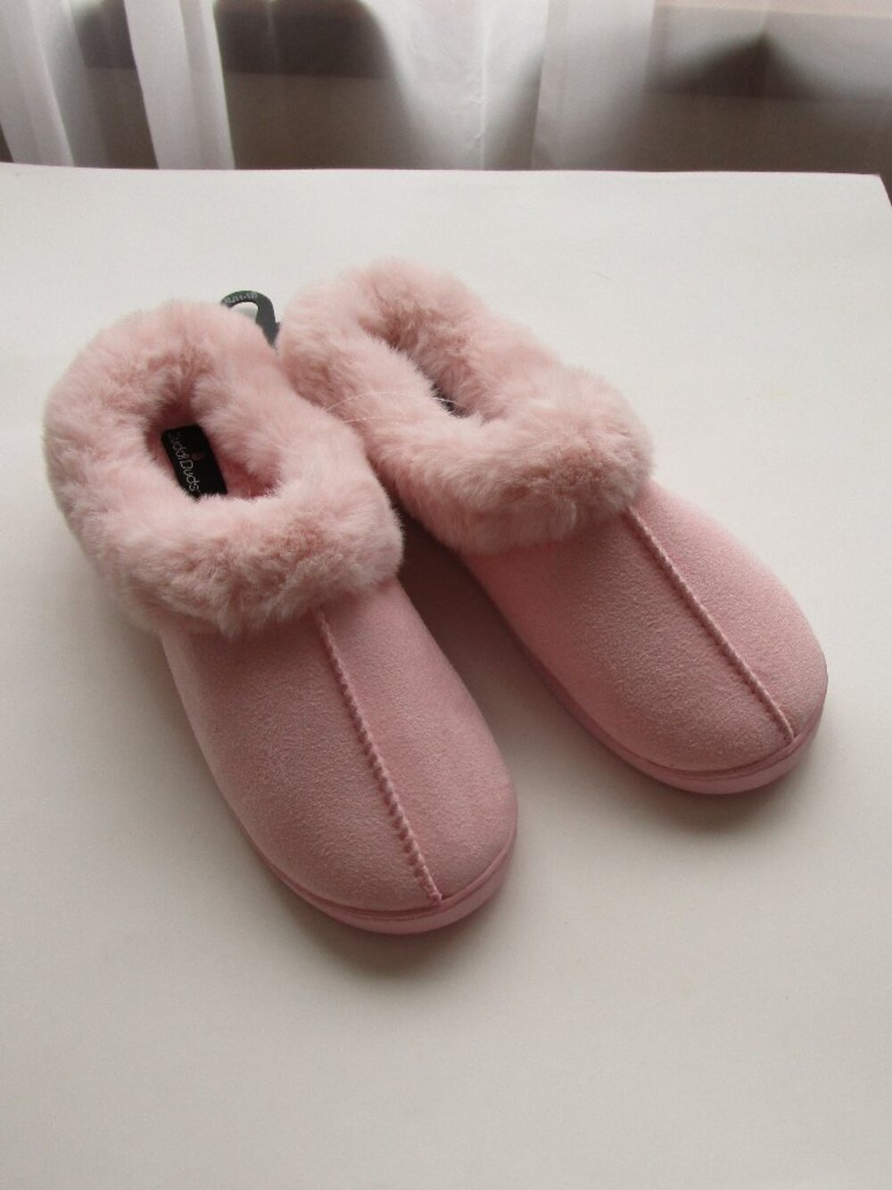 Cuddl Duds Mule Slippers Women XL (11-12) - pink faux fur